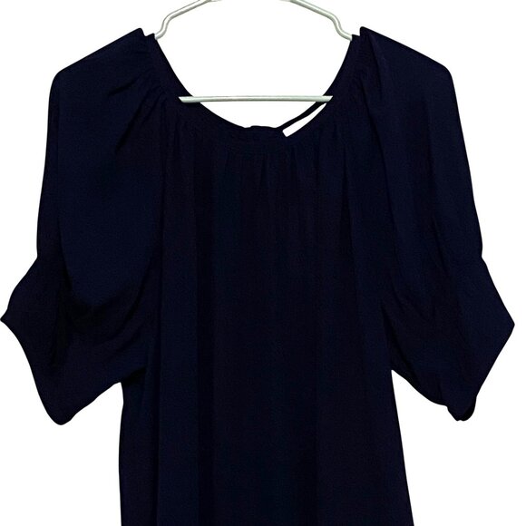 Gibson Latimer Womens Semi Sheer Top L Navy Blue Career Business Office Layering - Picture 2 of 9